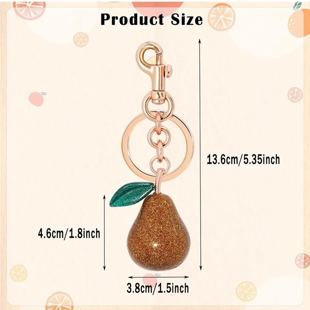Gold Pear purse charm or keychain with clip